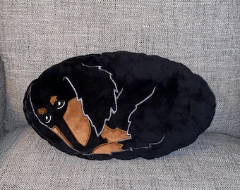 Long Hair Dachshund Pillow: Soft Minky Doxie Decorative Pillow