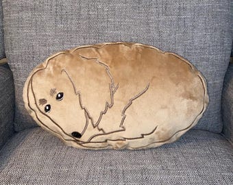 Long Hair Dachshund Pillow: Soft Cream Minky Doxie Decorative Pillow - Other Colors Available