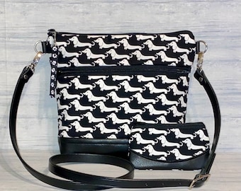 Black and White Dachshund - Wiener Dog - Handbag-Purse-Bag - Made to Order