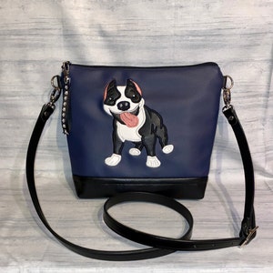 Pitbull Cross Body Bag - Happy Pittbull Purse - American Bully Handbag - Bag Made to Order