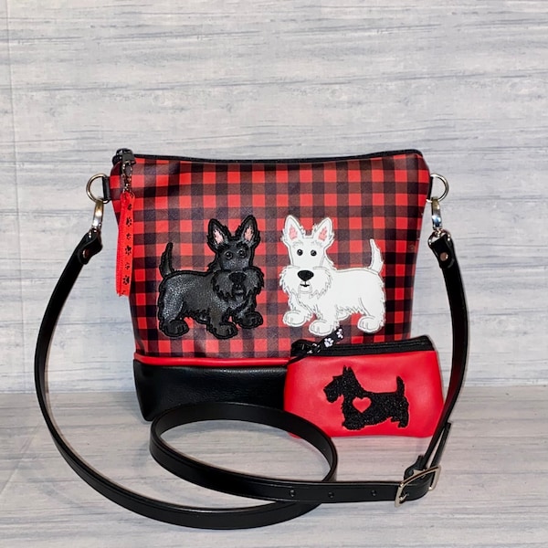 Scottish Terrier Cross Body Bag - Appliqued Scottie (or other breed) - Cross Body - Handbag - Purse