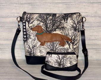Long Hair Dachshund Cross Body Bag - Purse - Wiener Dog - Handbag - Made to Order