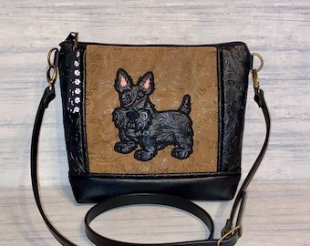 Scottish Terrier Cross Body Bag - Appliqued Scottie (or other breed) - Cross Body - Handbag - Purse