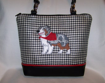 Australian Shepherd Purse, Appliqued Australian Shepherd Handbag - Purse - Shoulder Bag