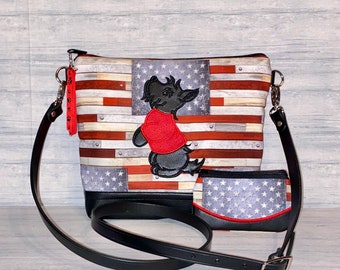 Scottish Terrier Cross Body Bag or Purse Size - Appliqued Scottie (or other breed) - Cross Body - Handbag - Purse