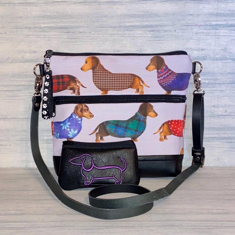 Pattern Print Dachshund Wiener Dog Crossbody Bags