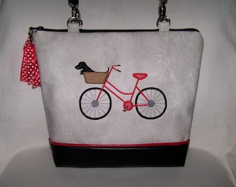 Dachshund Purse - Bicycle with Dachshund Purse - Handbag - Bag - You choose colors