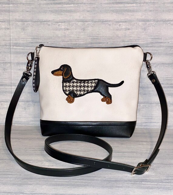 Faux Leather Dachshund Bag Charm Dark Brown