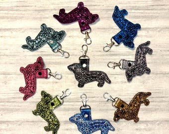 Sparkle Dachshund Purse charm, Dachshund key chain, key fob