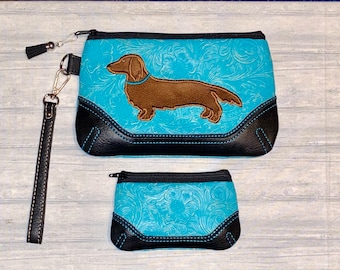 Long Hair Dachshund Wristlet/Clutch - Doxie Wristlet - Wiener Dog Wristlet/Clutch