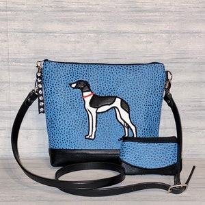 Whippet Purse - Italian Greyhound Cross Body Bag, Appliqued Greyhound/Whippet Handbag - Purse