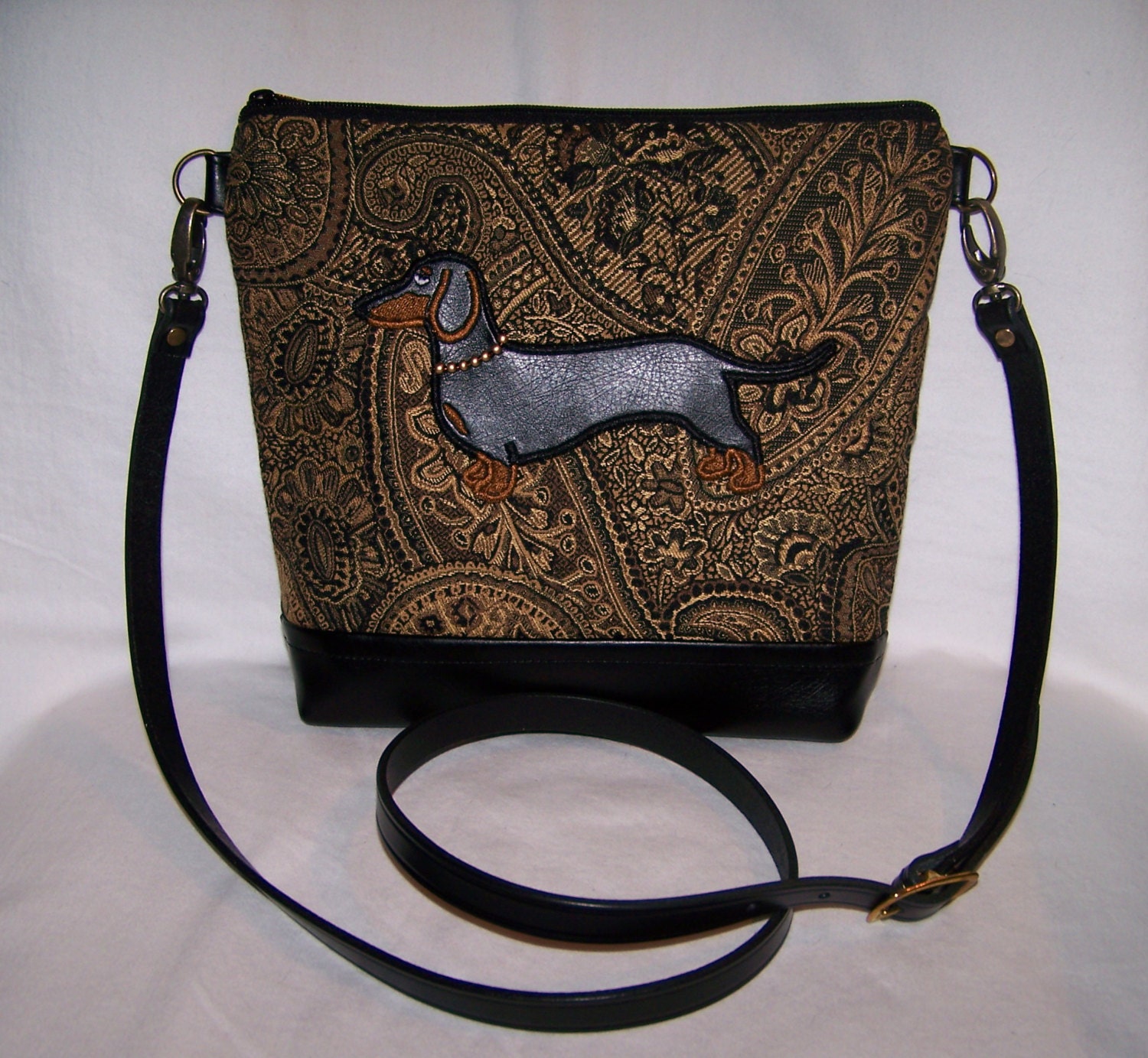 Dachshund Purse/Cross Body Bag Appliqued Smooth Hair Black Etsy