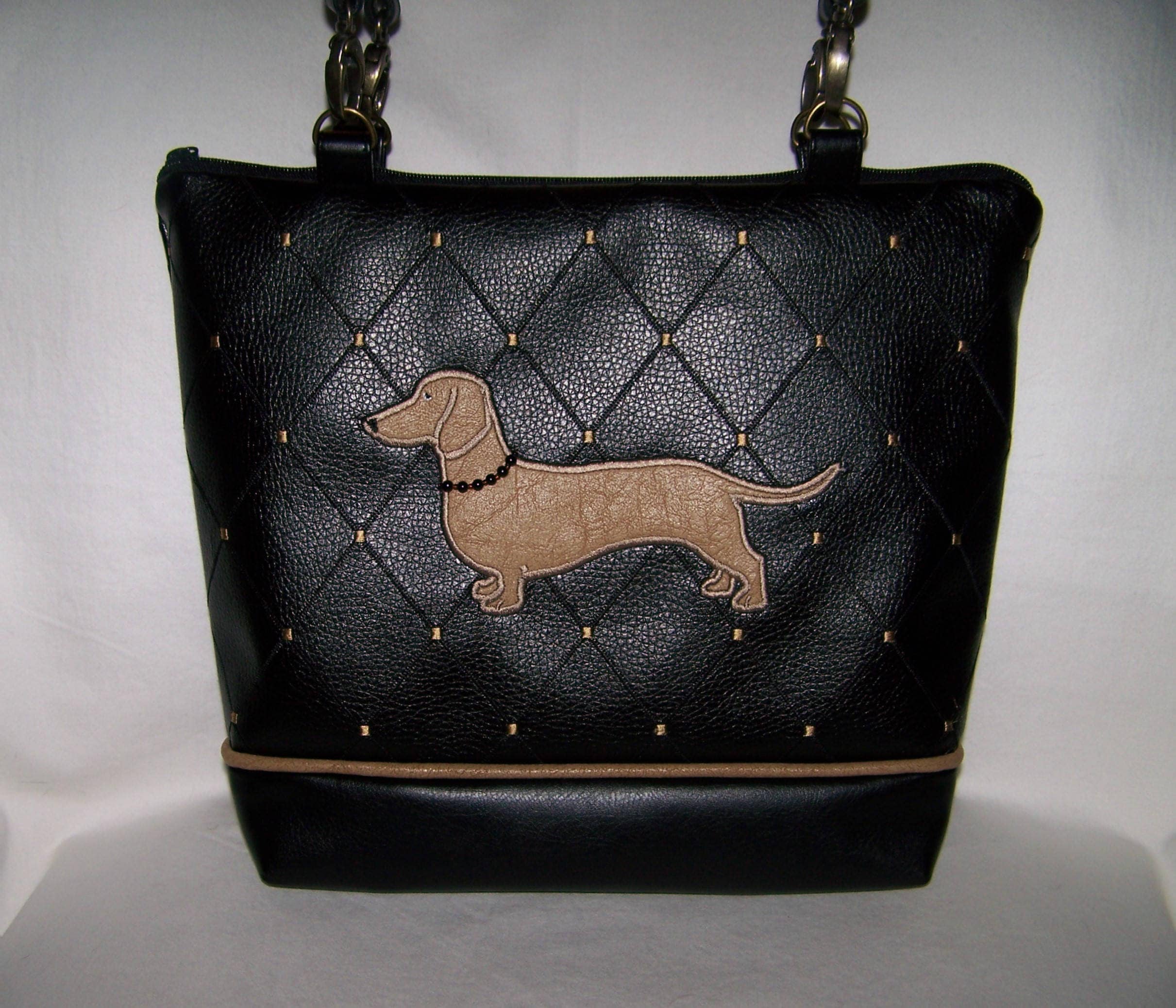 Dachshund Purse Appliqued Dachshund Wiener Dog Handbag Etsy