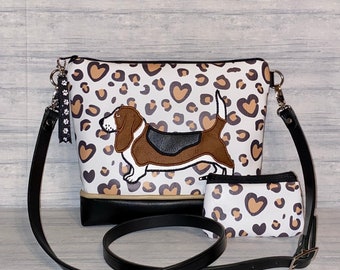 Basset Hound Faux Leather Cross Body Bag - Purse - Bag - Made to Order