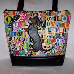 Dachshund Purse - New Appliqued Smooth Hair Black and Tan Dachshund Purse - Wiener Dog - Handbag - Bag