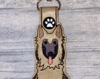 German Shepherd Faux Leather Keychain, Dog Purse Charm