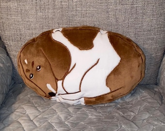 Piebald Dachshund Pillow - Custom markings Soft Minky Doxie Decorative Pillow