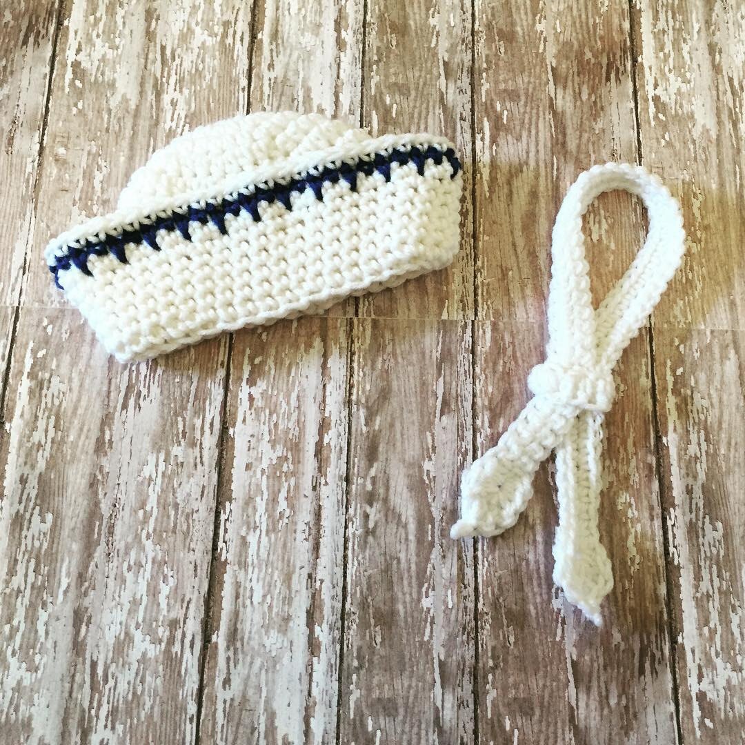 Crochet Sailor Hat & Scarf Set Boy Photo Prop Boy Etsy