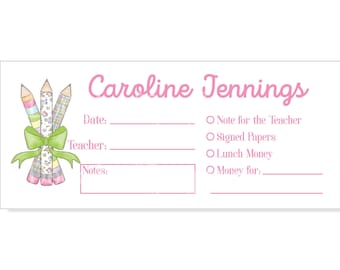 Personalized School Envelopes, Back to School Envelopes, Teacher Communication Envelope, School Stationery, Money Envelope, Slim Envelope