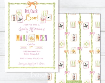 Mahjong Invitation / Mahjong Party Invite / Halloween Mahjong Invitation / Mahj O Ween Invitation / Dot Crack BOO