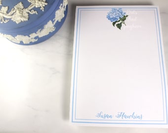 Personalized Hydrangea Notepad / Blue Hydrangea Note Pad /  Mother's Day Gift / Hostess Gift Personalized Stationery / Personalized Notepad