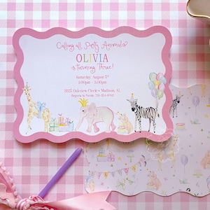 Party Animals Birthday Invitation, Watercolor Party Animal Invitation, Preppy Party Animals, Zoo Animals Invitation