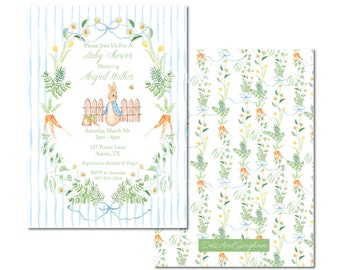 Watercolor Peter Rabbit Baby Shower Invitation, Peter Rabbit Invitation, Bunny Birthday Party, 1st Birthday Party, Grandmillenial, Easter