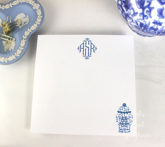 Personalized Ginger Jar Notepad / Chinoiserie Ginger Jar Note Pad