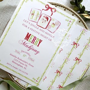 Christmas Mahjong Invitation / Mahjong Party Invite / Holiday Mahjong Invitation / Merry Mahj bild 3