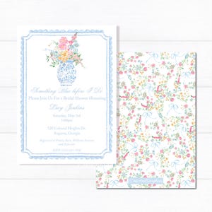 Something Blue Before I Do Bridal Shower Invitation, Ginger Jar Invitation, Chinoiserie Bridesmaids Luncheon, Blue Green Bridal Invitation