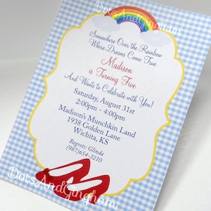 Wizard of Oz Invitation-Wizard of Oz Invite-Over the Rainbow-Wizard of Oz-Dorothy Ruby Red Slipper Wizard Oz Invite-Over the Rainbow Invite