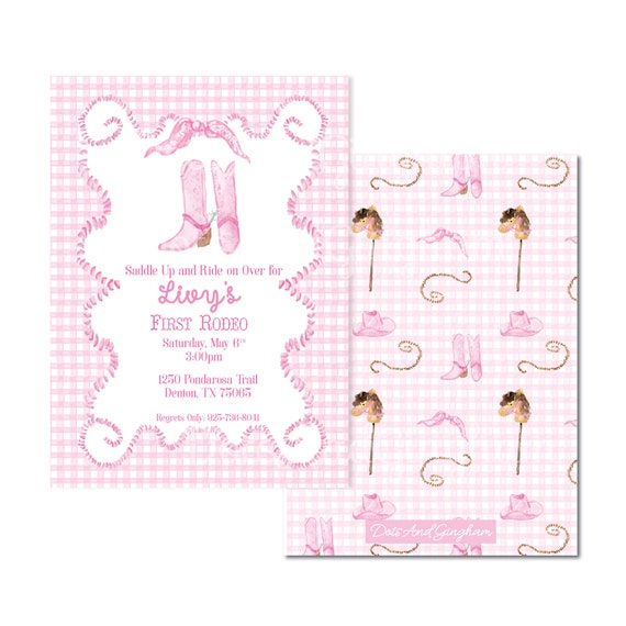 Watercolor Cowgirl Invitation, First Rodeo Invitation, Preppy Cowgirl First Rodeo Invite, Cowboy Boots Invitation