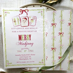 Christmas Mahjong Invitation / Mahjong Party Invite / Holiday Mahjong Invitation / Merry Mahj bild 2
