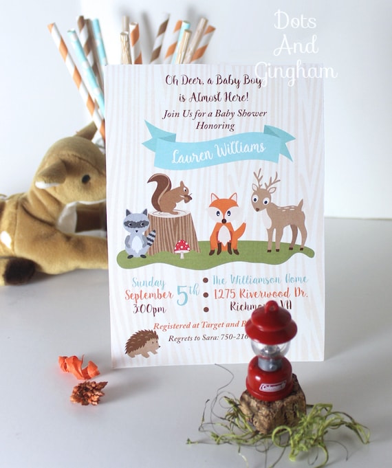 Woodland Kid Shower Invitation, Woodland Invitation photo relating to Printable Squirrel Target called Woodland Youngster Shower Invitation, Woodland Invitation
