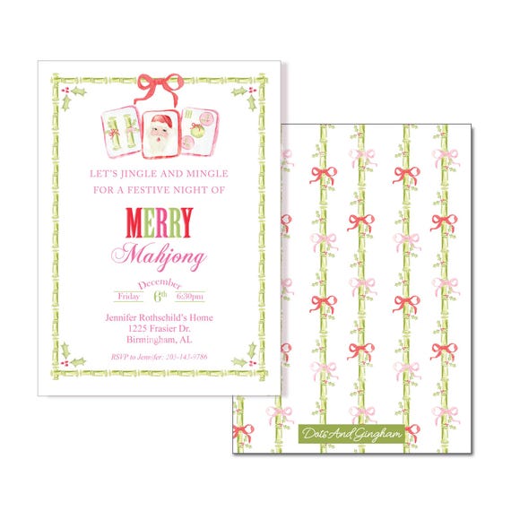 Christmas Mahjong Invitation / Mahjong Party Invite / Holiday Mahjong Invitation / Merry Mahj