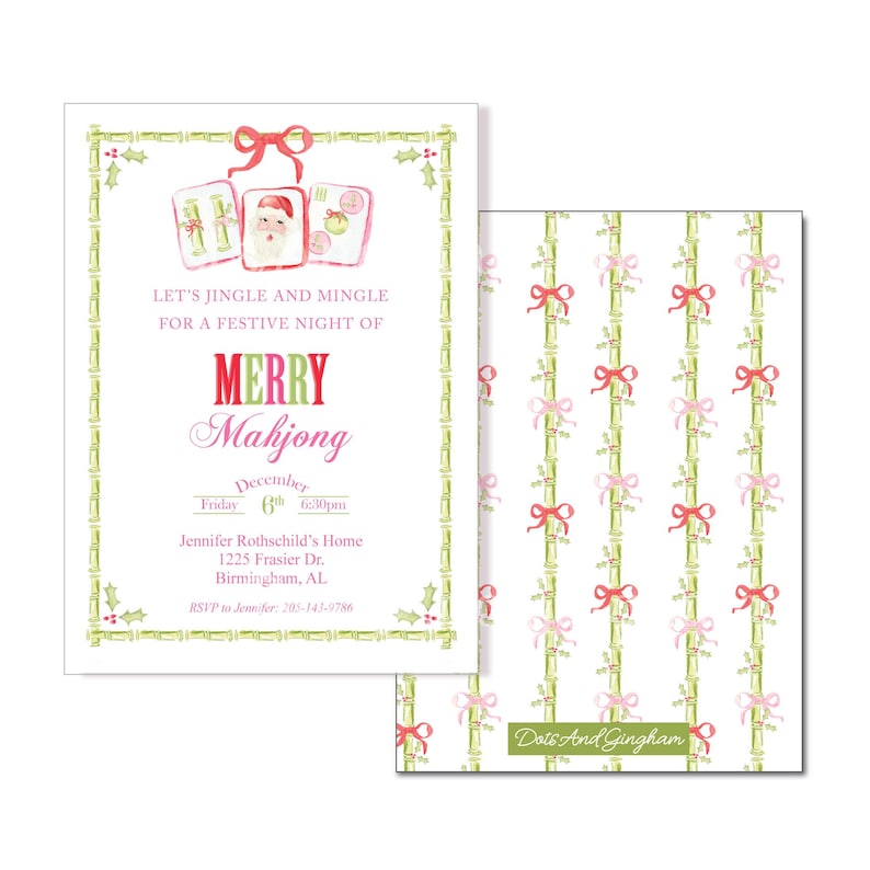 Mahjong Invitation, Mahjong, Dot Crack Boom, Watercolor Mahjong, Mahjong Tiles, Bamboo, Christmas