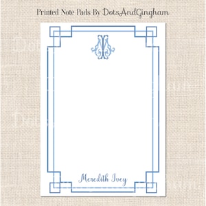 Personalized Monogram Notepad / Greek Key Monogram Note Pad / Fretwork Monogram Note Pad / Initials Notepad