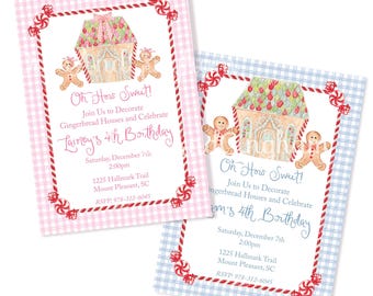 Gingerbread House Invitation, Christmas Gingerbread Party Invitation