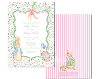 Watercolor Peter Rabbit Baby Shower Invitation, Peter Rabbit Invitation, Bunny Birthday Party, 1st Birthday Party, Grandmillenial, Easter