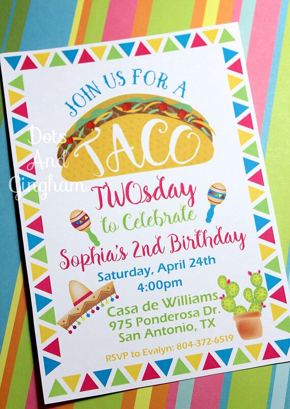 Taco Twosday Birthday Invitations 2