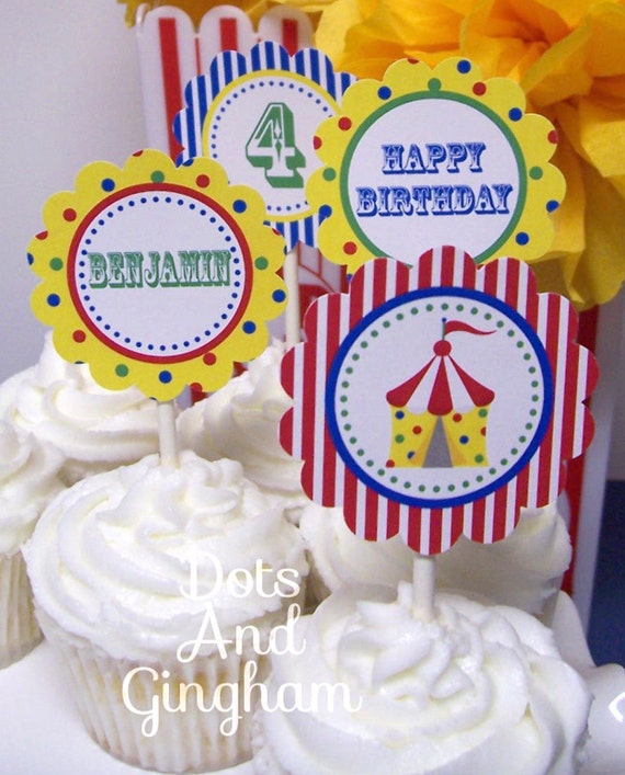 Circus Cupcake Topper, Printable Circus Cupcake Toppers, Carnival ...