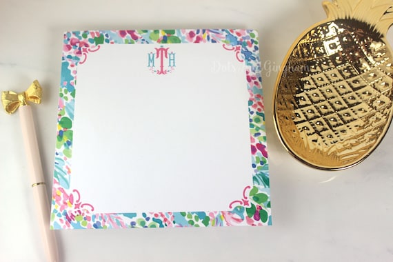 Personalized Watercolor Floral Notepad / Preppy Monogram Note Pad ...
