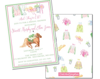 Watercolor Derby Invitation, Horse Racing Invite, Off To The Races Party, Derby Shower Invitation, Derby Party Invite