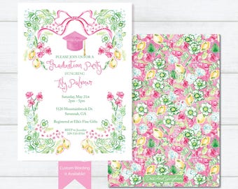 Watercolor Graduation Invitation, Graduation Party Invitation, Graduation Luncheon Invitation ,   Bridal Shower, Lily inspired invitation