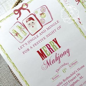 Christmas Mahjong Invitation / Mahjong Party Invite / Holiday Mahjong Invitation / Merry Mahj bild 4