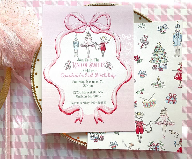 Nutcracker Invitation, Christmas Land of Sweets Party Invitation