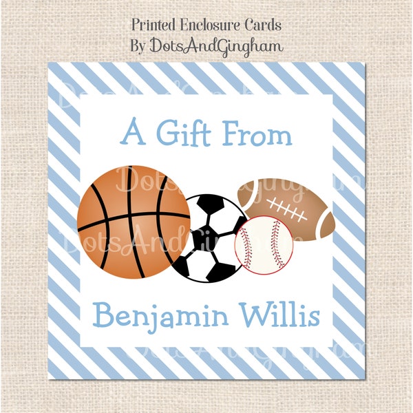 Sports Gift Tags / Printed Sports Gift Stickers / Sports Enclosure Card / Football Gift Tags / Baseball Gift Tags / Boy Gift Tags
