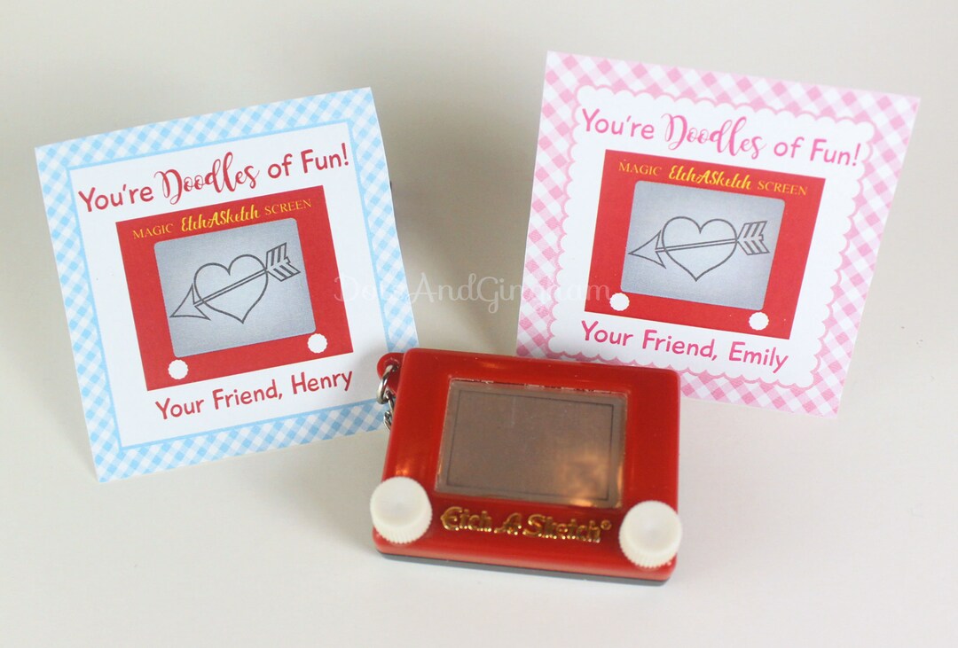 Valentine Etchasketch Tag, Drawing Valentine Tag, Valentines Etch a