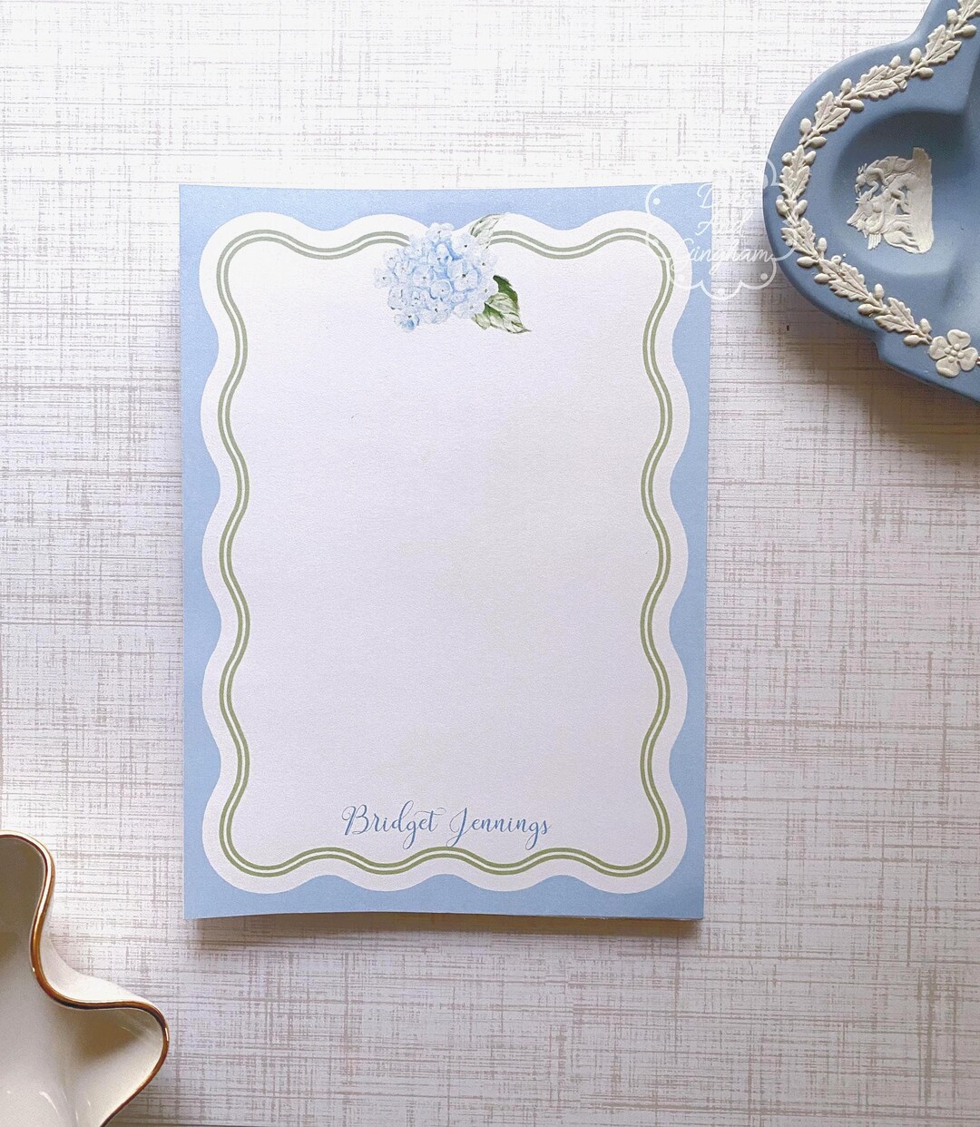 Personalized Hydrangea Notepad / Blue Hydrangea Note Pad / Mother's Day ...