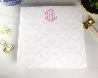 Personalized Bow Notepad / Bow Trellis Note Pad / Monogram Bow Note Pad / Mothers Day Gift / Womens Stationery / Bow Stationery